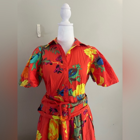 Christopher John Rogers X Target Maxi Floral Puff Sleeve Shirtdress Size 0 - Picture 5 of 12